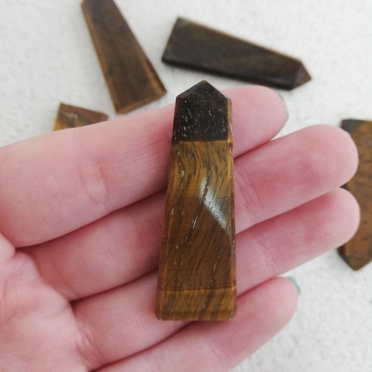 Flat Crystal Point - Tigers Eye - 1pc Flat Crystal Point - Tigers Eye - 1pc
